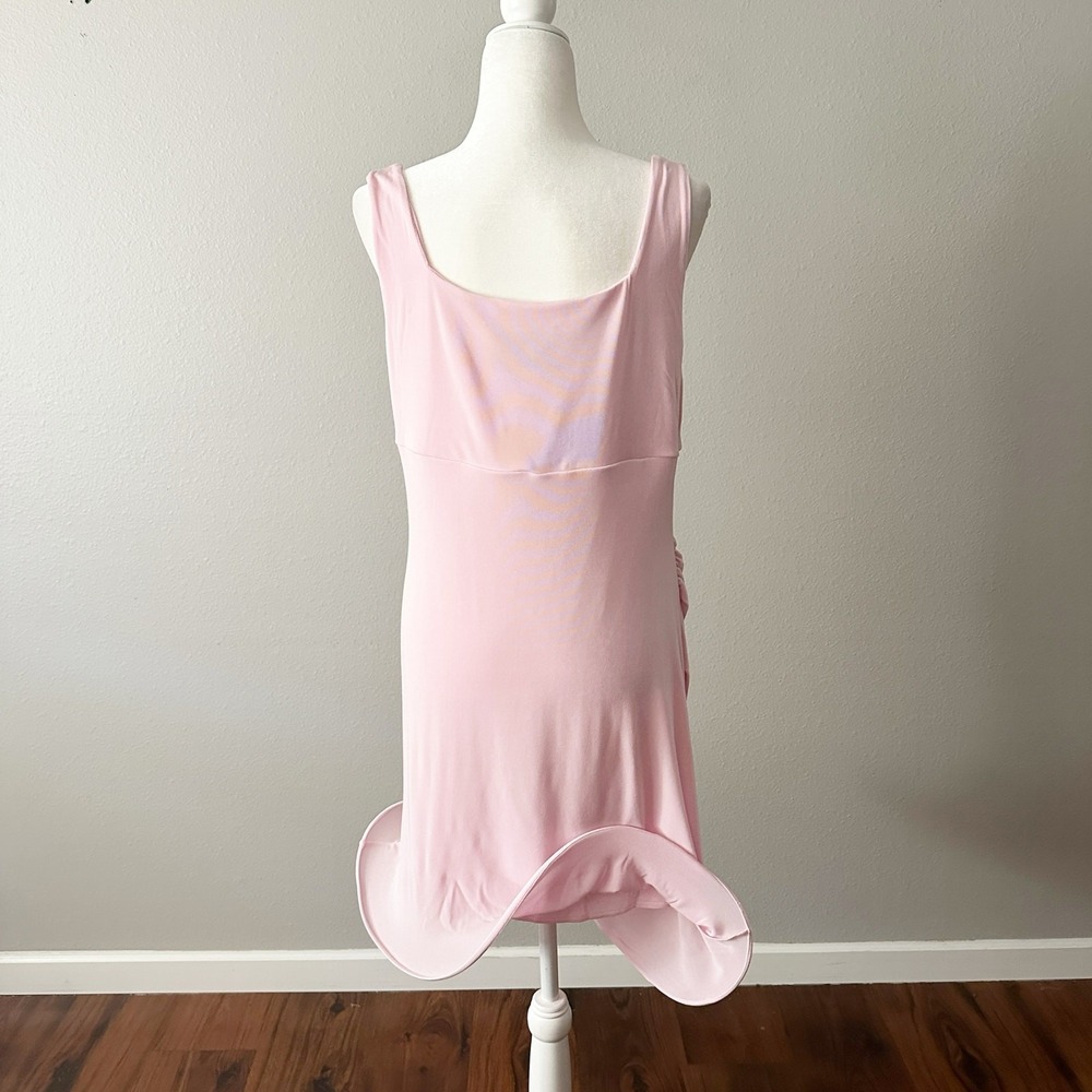 Mare Mare X Anthro Pink Sleeveless Mini Dress Shaped Flounce Hem women's XLp NEW - Picture 5 of 10
